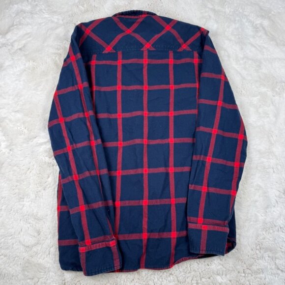 Topo Designs Shirt Mens Medium Blue Red Windowpane Flannel Loop Collar Button Up - Picture 8 of 8